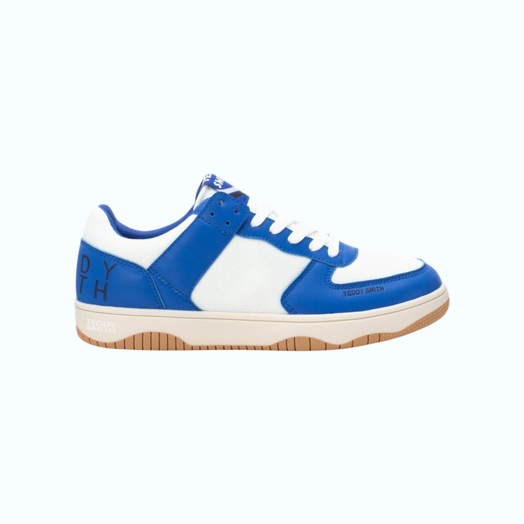So and Ro - shoes and more - Teddy Smith Bernard herensneaker in wit en blauw met veters en rubberen zool