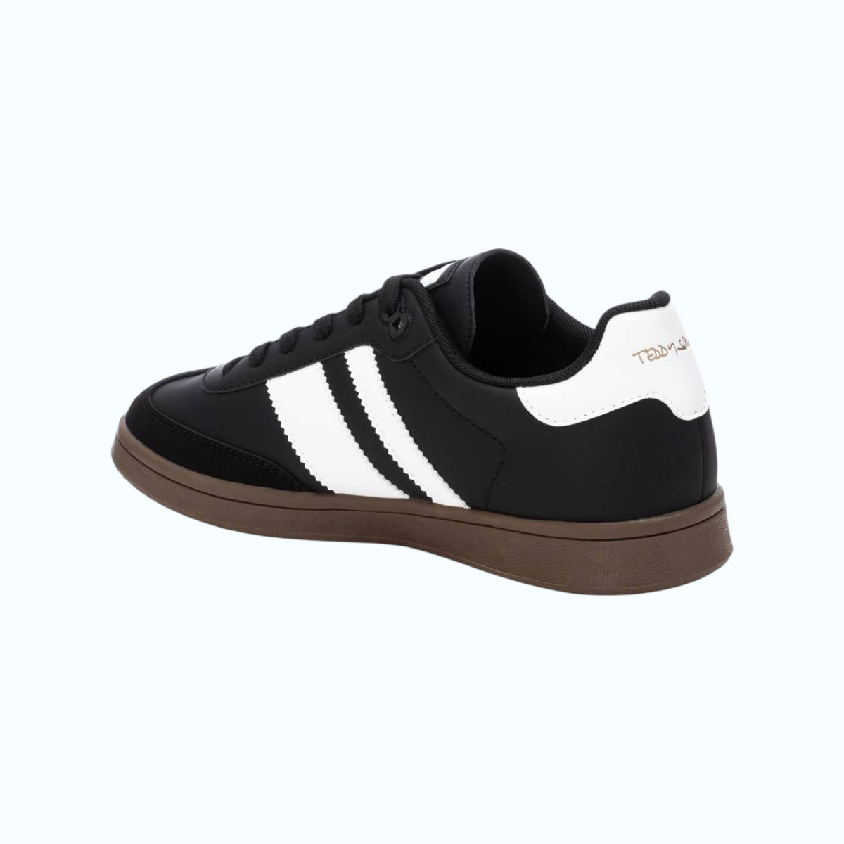 So and Ro - shoes and more - Teddy Smith Dennis herensneakers in zwart met witte strepen en bruine retro zool