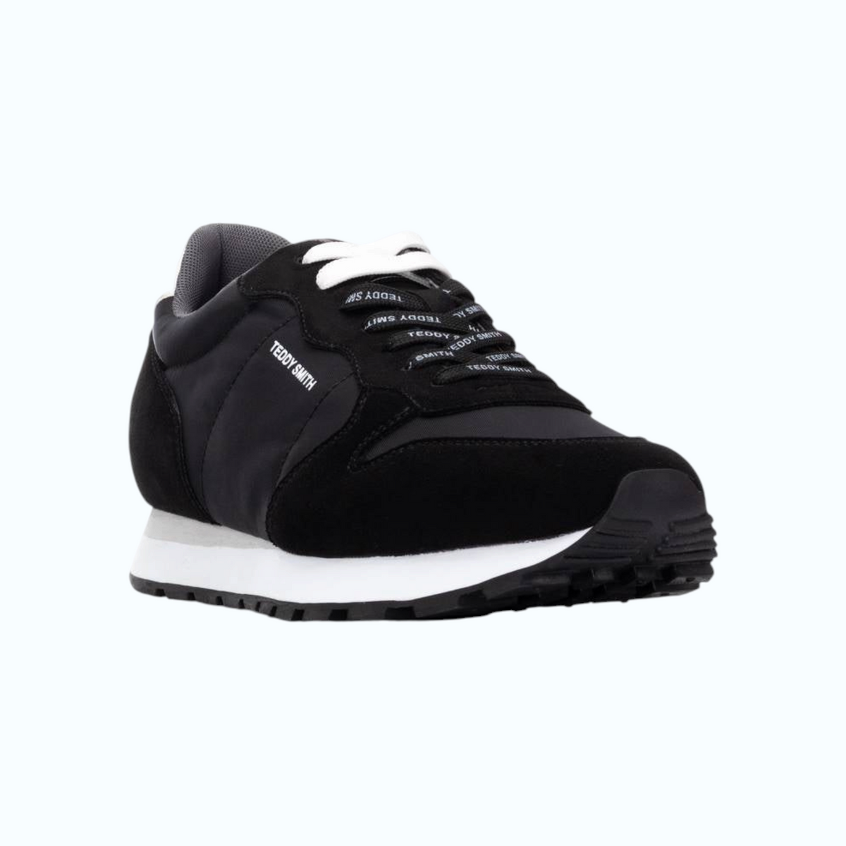 So and Ro - shoes and more - Teddy Smith Ferdinand zwarte herensneakers met witte veters en sportieve zool