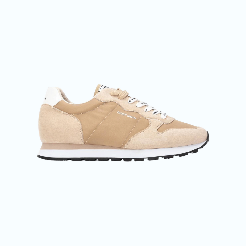So and Ro - shoes and more - Teddy Smith Ferdinand beige herensneakers met witte accenten en vetersluiting