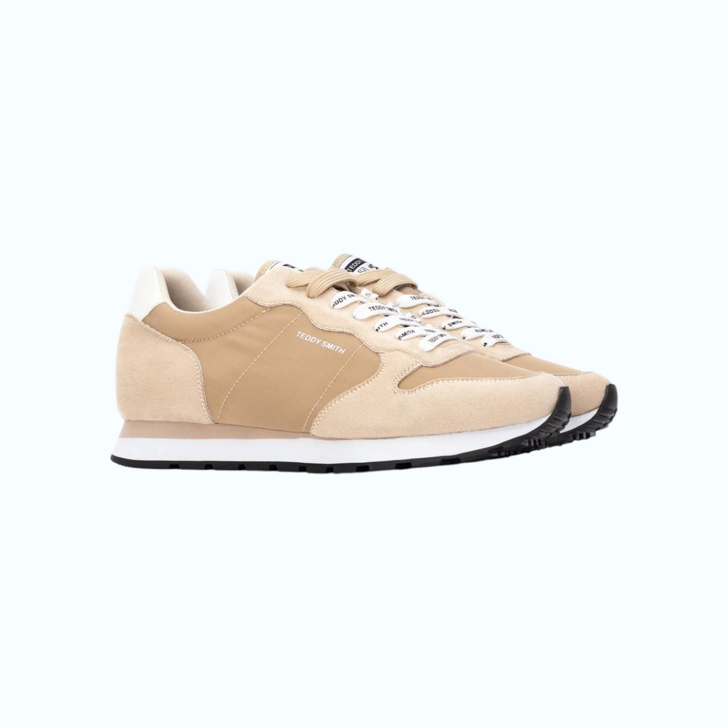 So and Ro - shoes and more - Teddy Smith Ferdinand beige herensneakers met witte accenten en vetersluiting