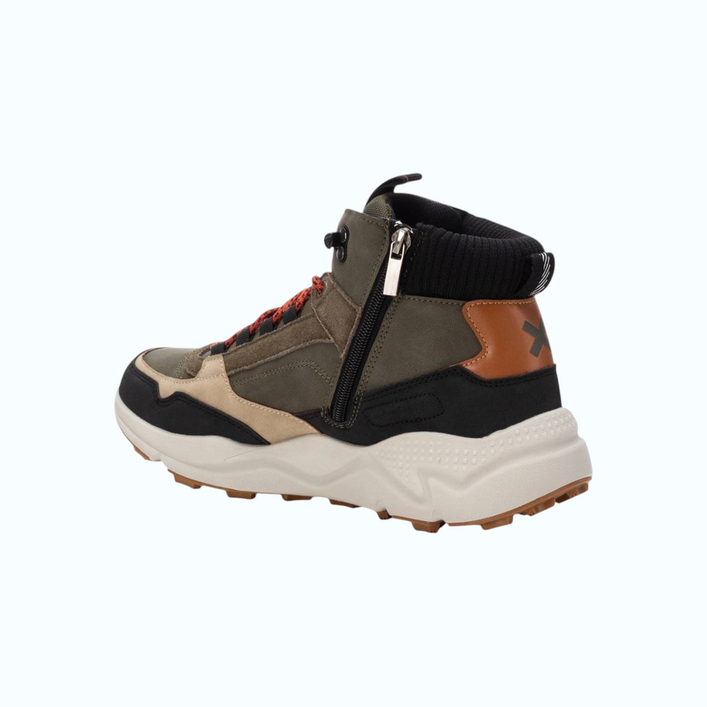 So and Ro - shoes and more - Hans hikers in kaki met rits, bruine accenten en een robuuste zool voor heren