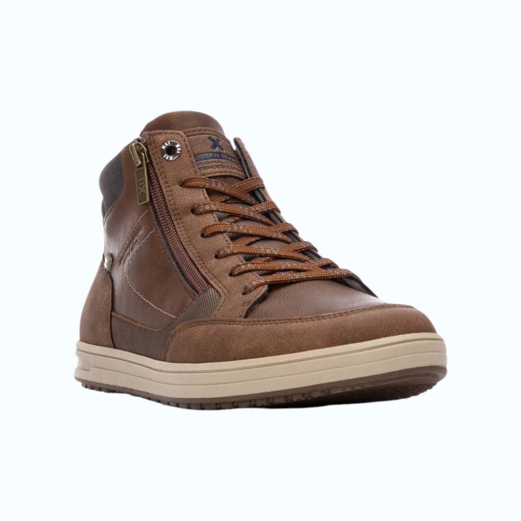 So and Ro - shoes and more - Henk hoge bruine XTI sneakers met ritsdetail en vetersluiting voor heren