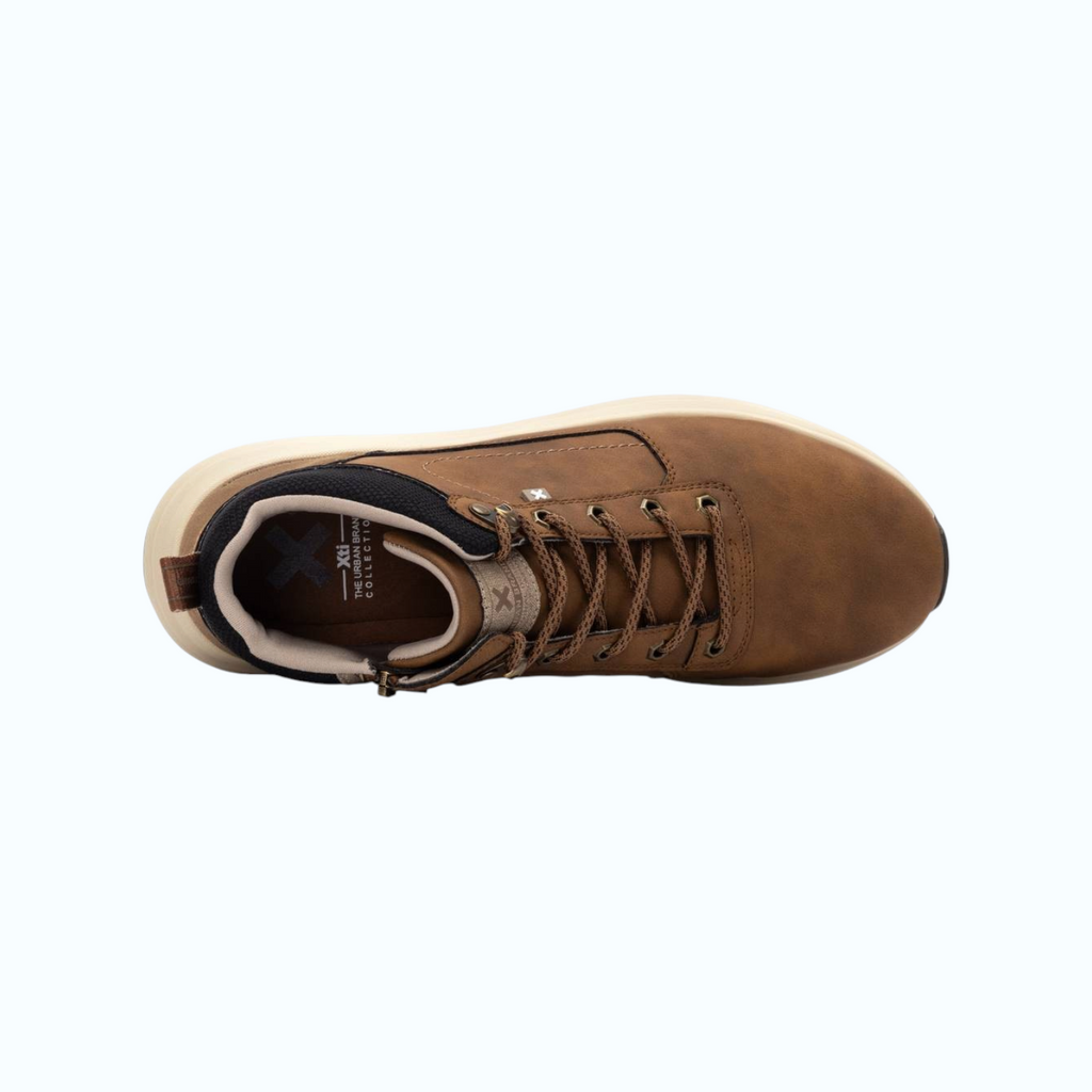 So and Ro - shoes and more - XTI Hendrik hoge sneakers in camel met veters en ritssluiting voor heren