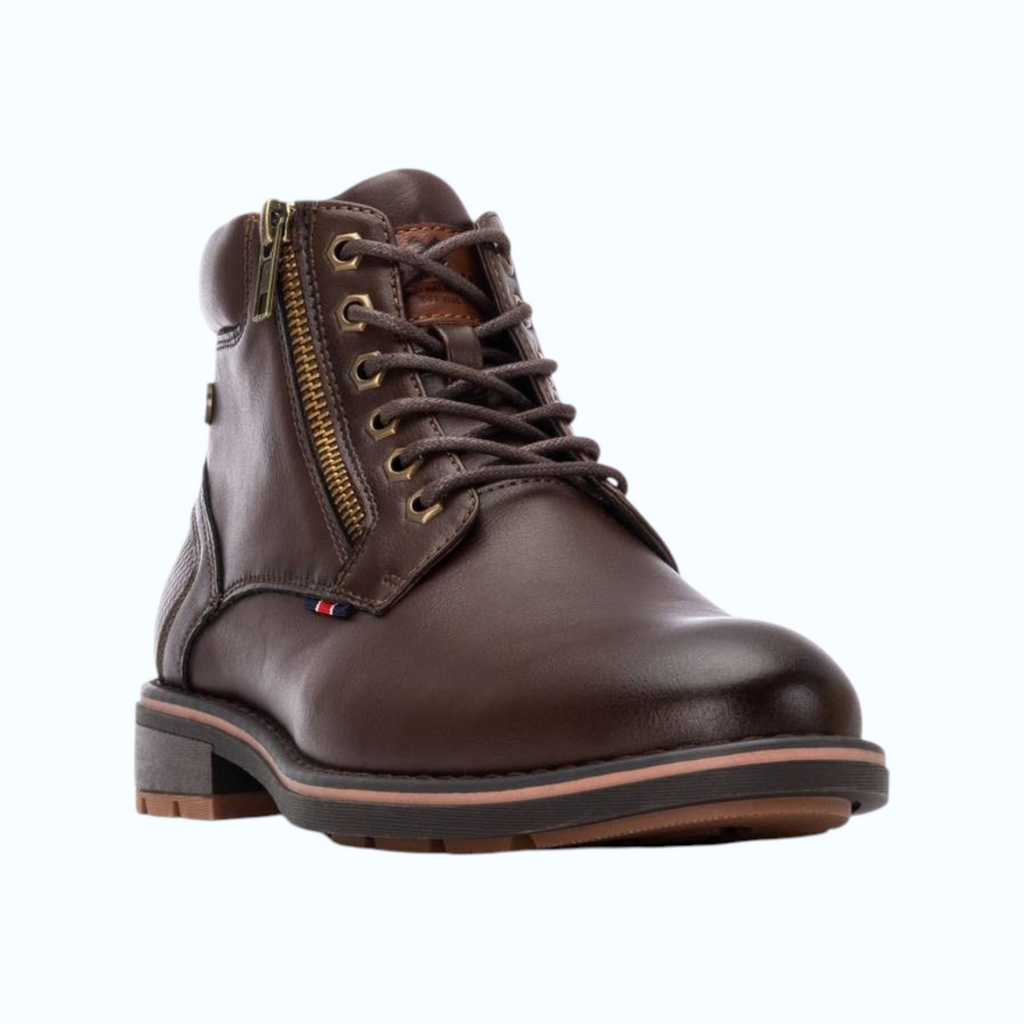 Bruine XTI Johan herenboots met veters en ritssluiting van So and Ro - shoes and more -