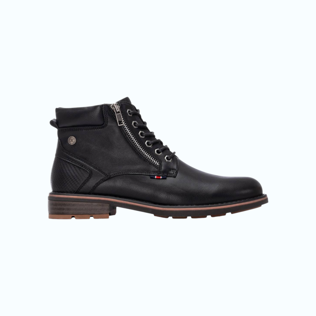 So and Ro - shoes and more - Johan zwarte XTI herenboots met veters, zijrits en gestructureerde hiel