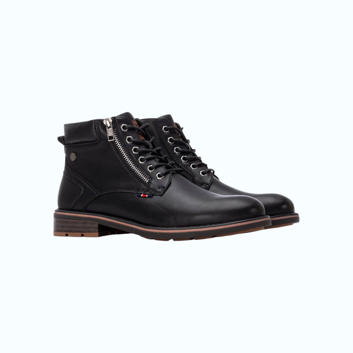 So and Ro - shoes and more - zwarte XTI Johan veterboots met ritssluiting en robuuste zool voor heren