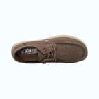 So and Ro - shoes and more - XTI Karel casual veterschoenen in taupe textiel met vetersluiting en platte zool