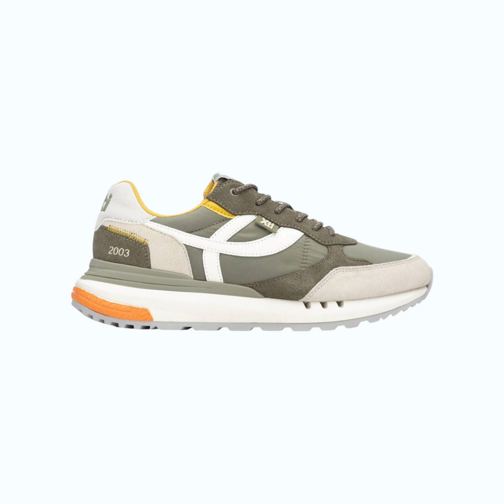 So and Ro - shoes and more - Lars sneakers in kaki met witte accenten en oranje details voor een sportieve look