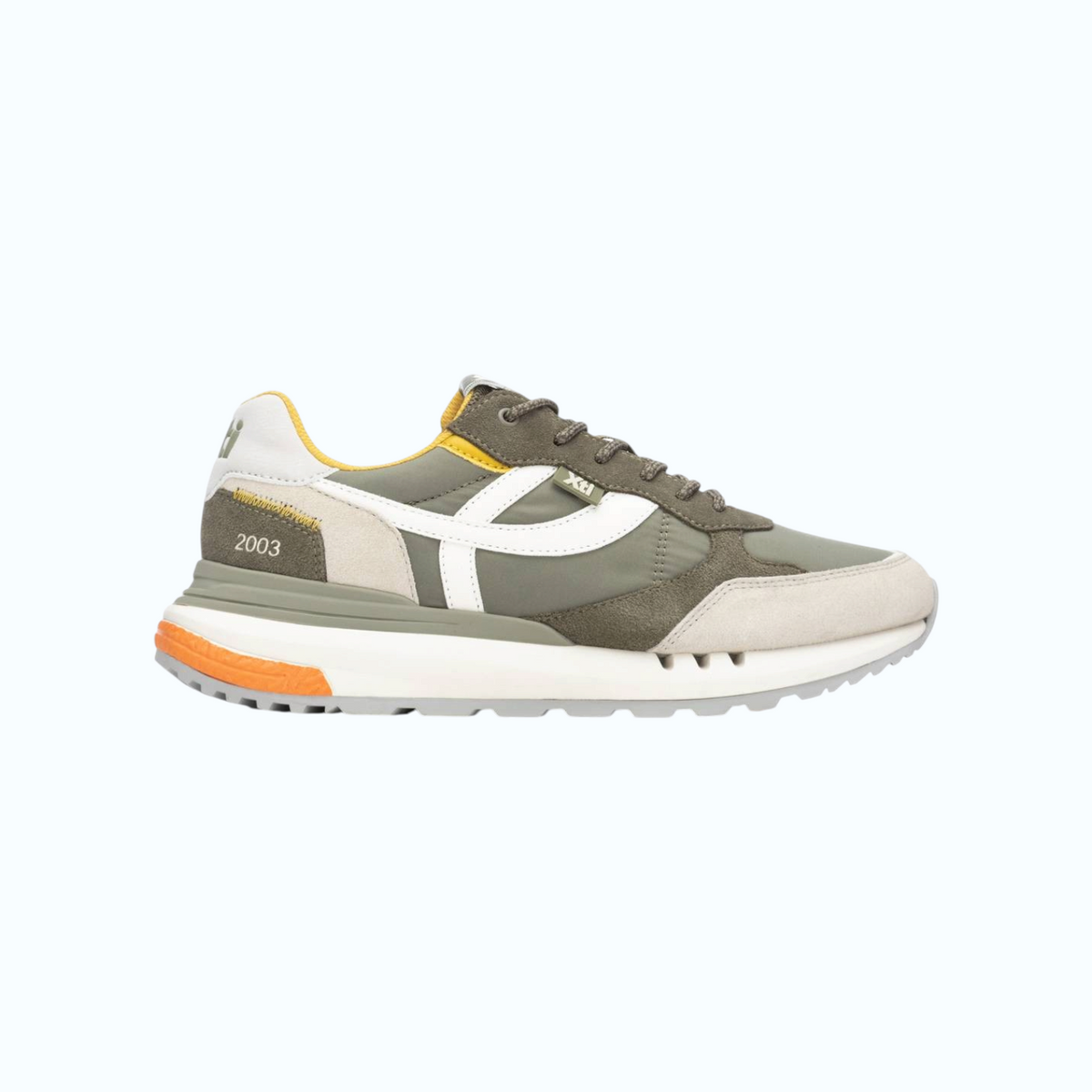 So and Ro - shoes and more - Lars sneakers in kaki met witte accenten en oranje details voor een sportieve look