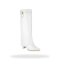 Fold Over Knee High Boots – Wit Leder Look | Festi – gespiegeld