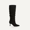 Elegante Hoge Laarzen Dames – Zwart Suède Look met – gespiegeld
