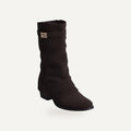 Perforated Buckle Strap Boot – Zwart Suède Look |  – gespiegeld