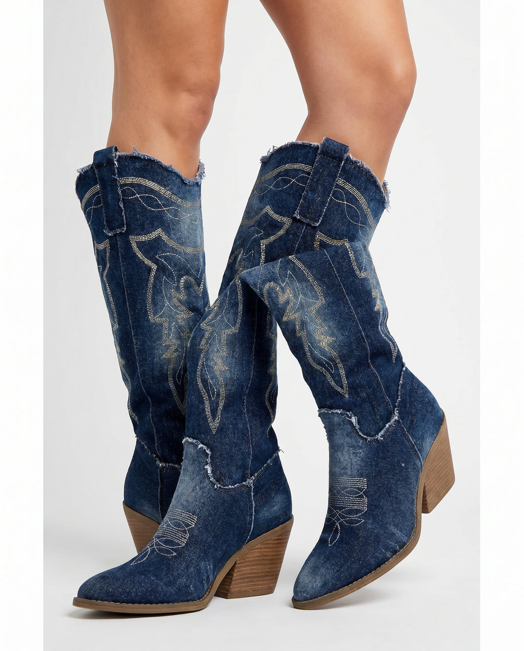 Denim Western Cowboy Laarzen met Borduursel | Fest – model studio