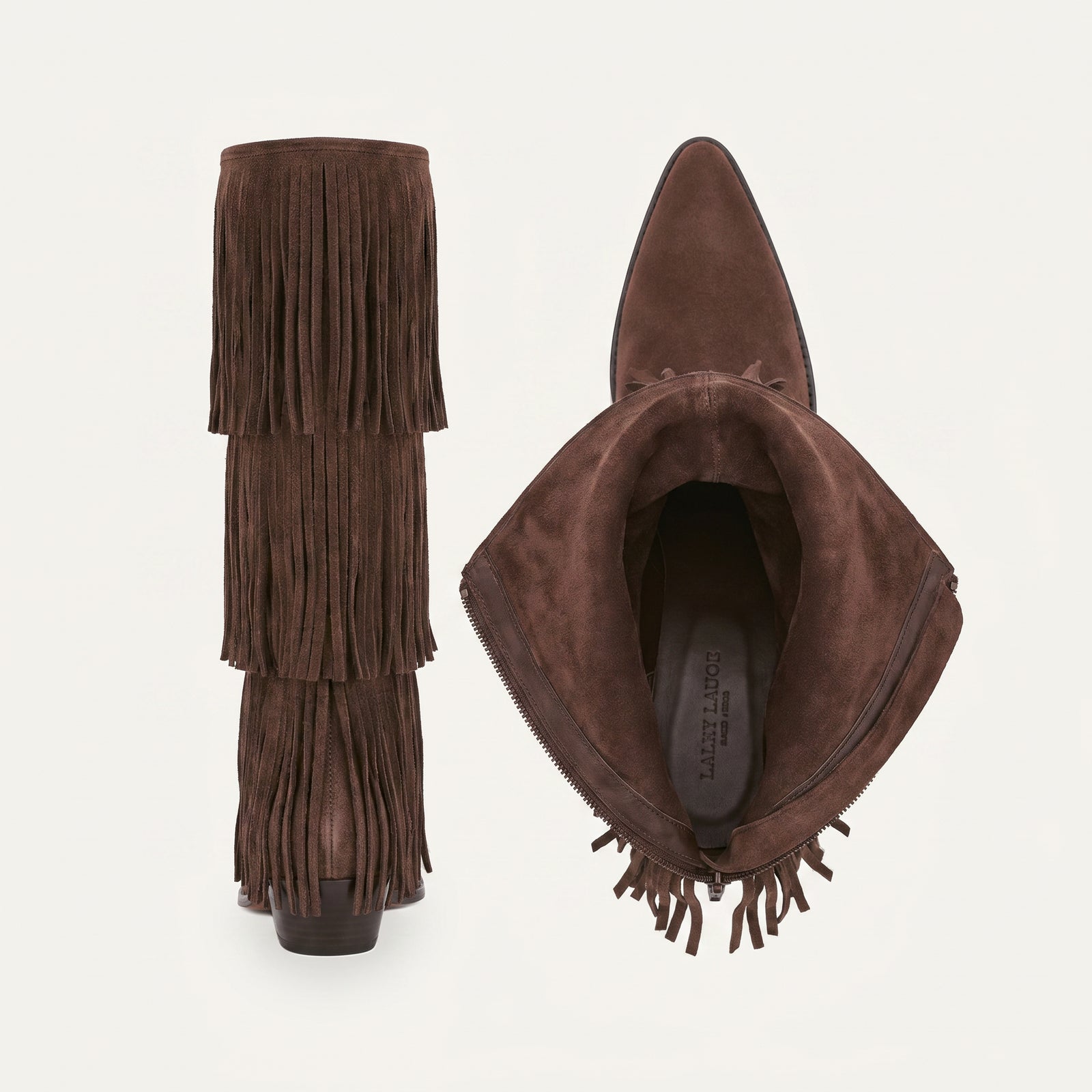 Fringe Knee High Boots – Bruin Suède Look | Boho F – achterkant