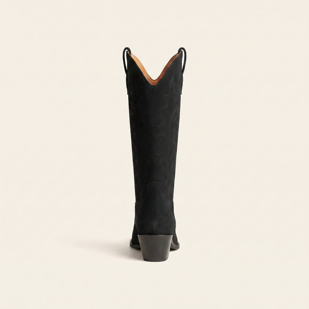 Tall Western Cowboy Laarzen – Zwart | Festival Boo – achterkant