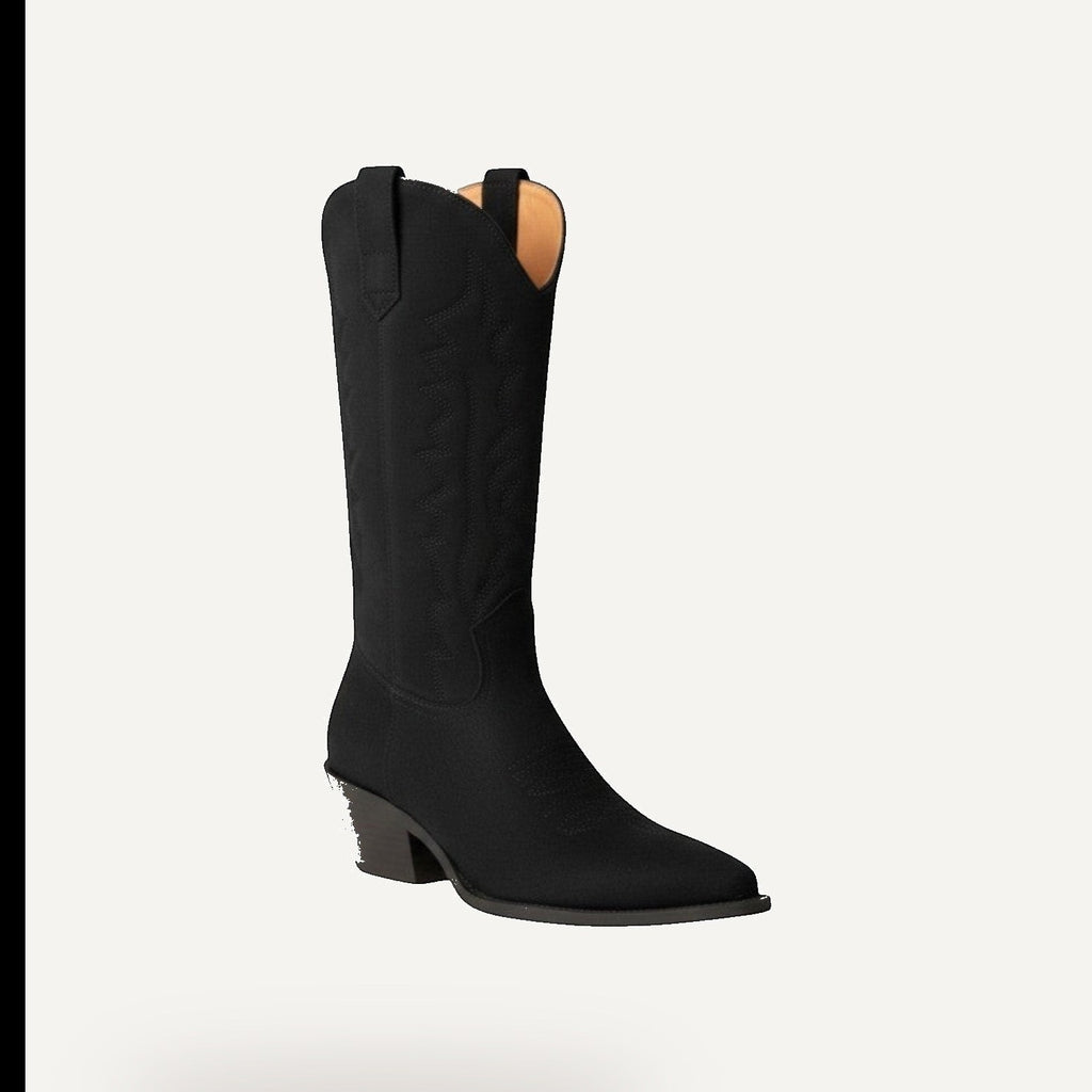 Tall Western Cowboy Laarzen – Zwart | Festival Boo – gespiegeld