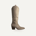 Beige Cowboy Laarzen Dames – Suède Look | Western Boots – gespiegeld
