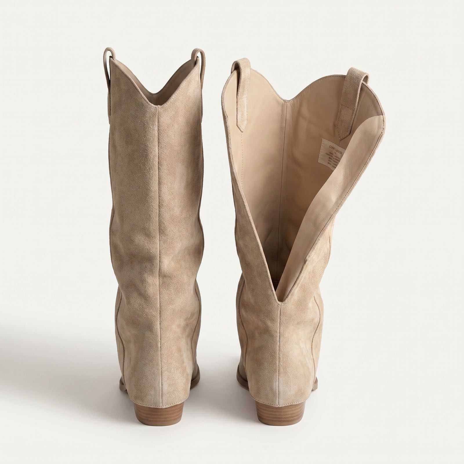 Suede Western Laarzen Dames – Beige Slouchy | Cowb – achterkant