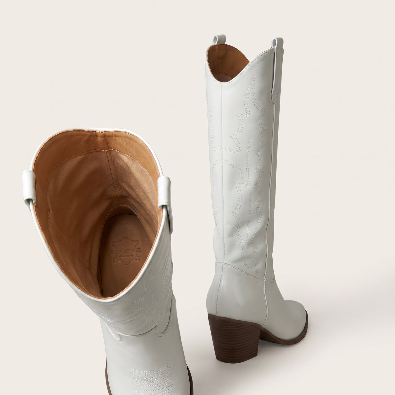 Witte Cowboy Laarzen Dames – Leder Look | Western  – achterkant