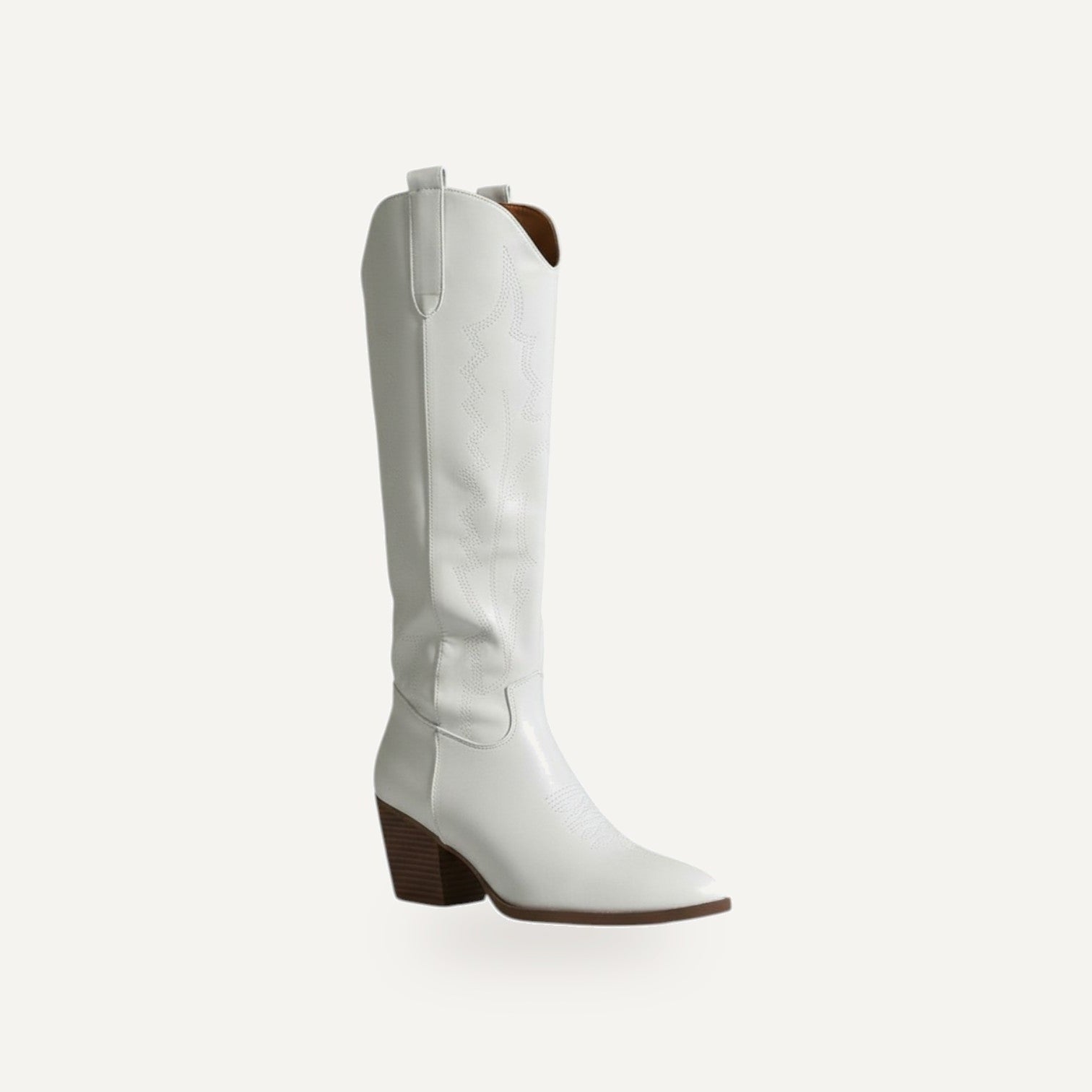 Witte Cowboy Laarzen Dames – Leder Look | Western  – gespiegeld