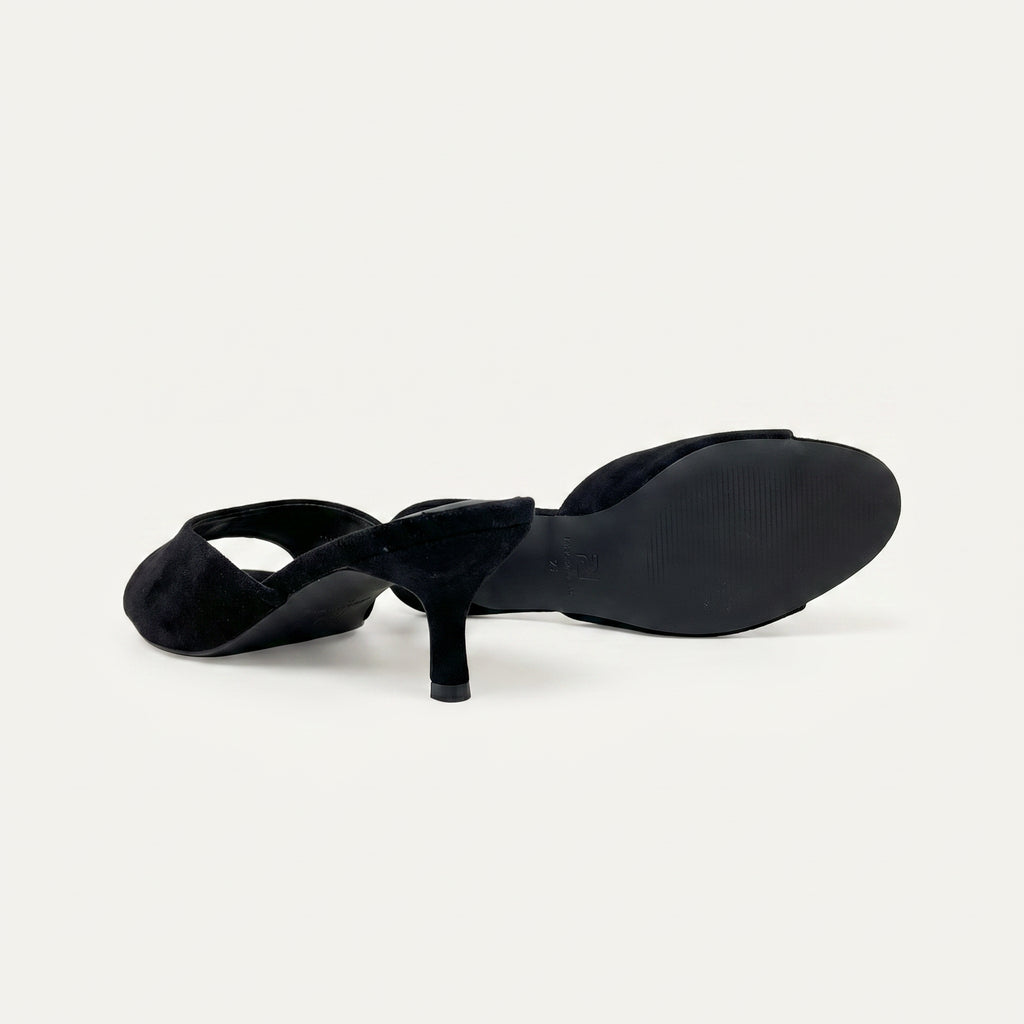 Zwarte Kitten Heel Mules Dames – Micro Suède | Sli – achterkant