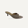 Taupe Kitten Heel Mules Dames – Micro Suède | Slip – gespiegeld