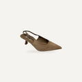 Elegante beige micro suède slingback hakken met ve – gespiegeld