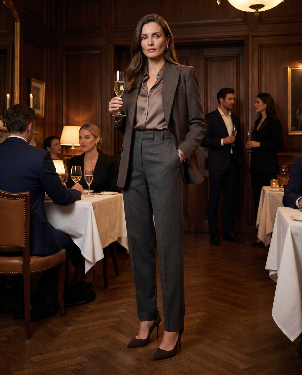 Klassieke donkerbruine suede pumps met elegante st – lifestyle