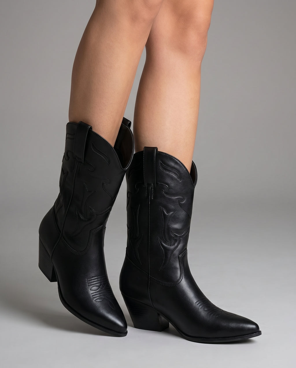 Zwarte Western Cowboy Enkellaarsjes Dames – Leder  – model studio
