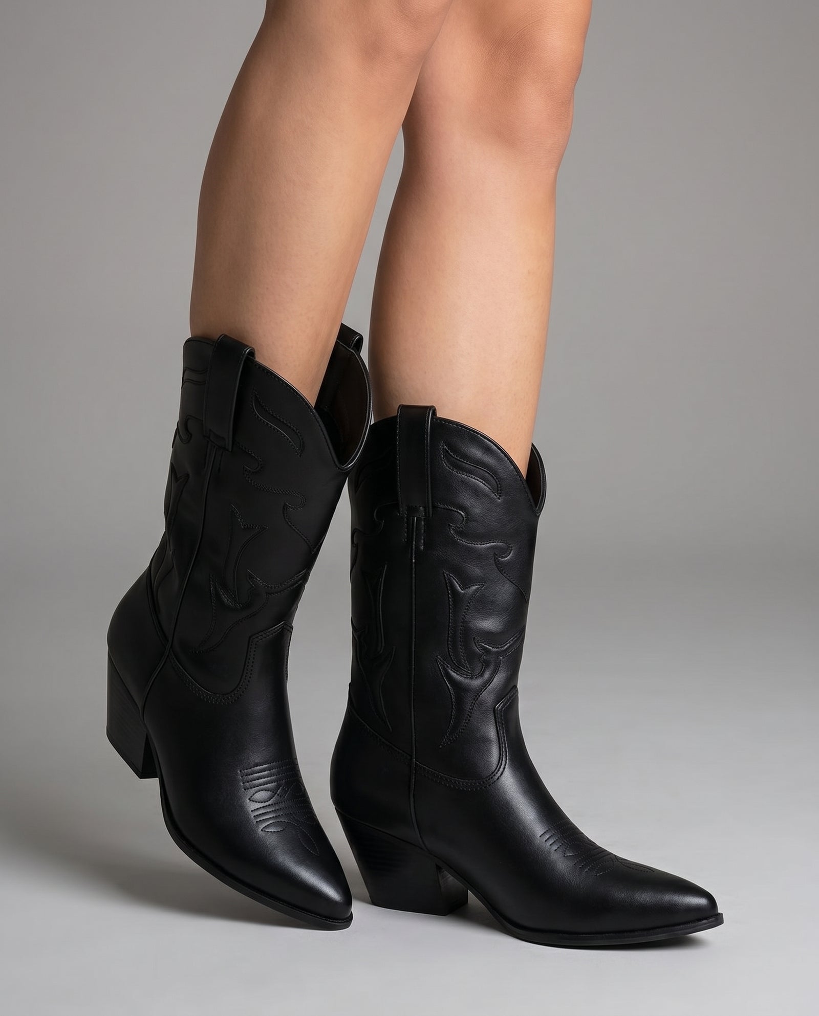 Zwarte Western Cowboy Enkellaarsjes Dames – Leder  – model studio
