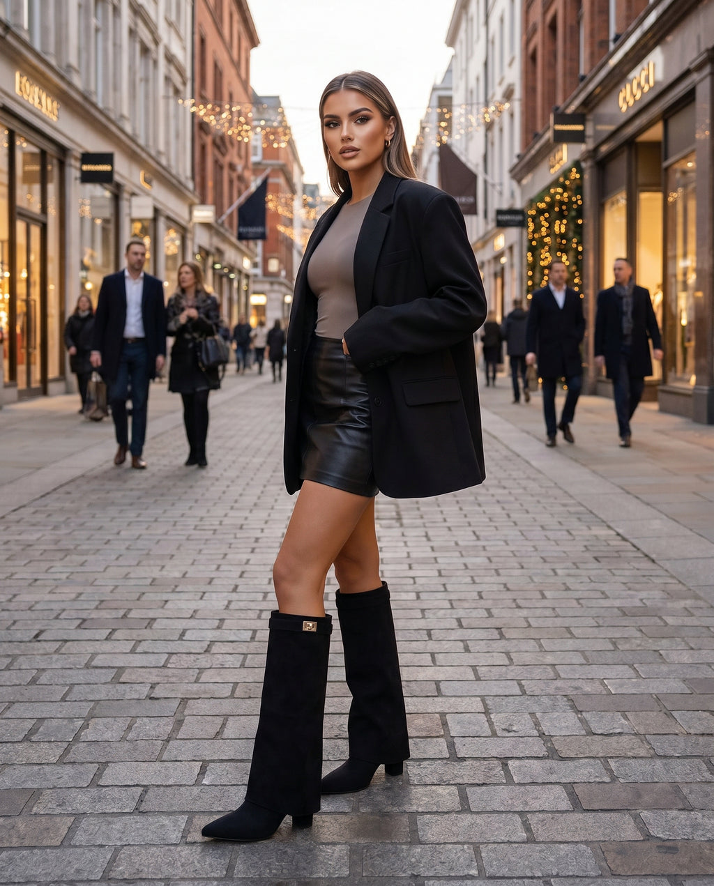 Zwarte Foldover Knee High Boots – Micro Suède | Ti – lifestyle