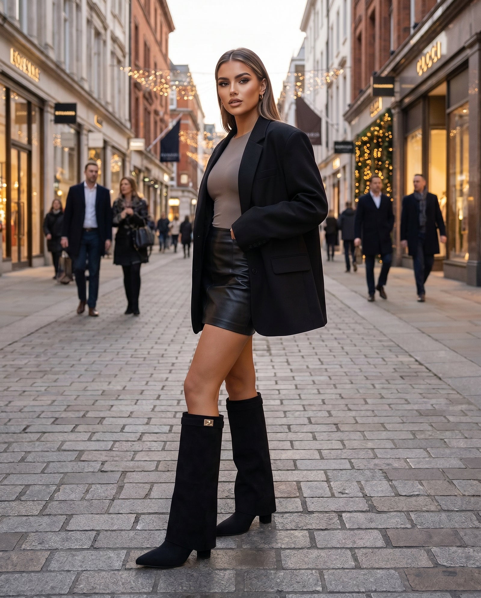 Zwarte Foldover Knee High Boots – Micro Suède | Ti – lifestyle