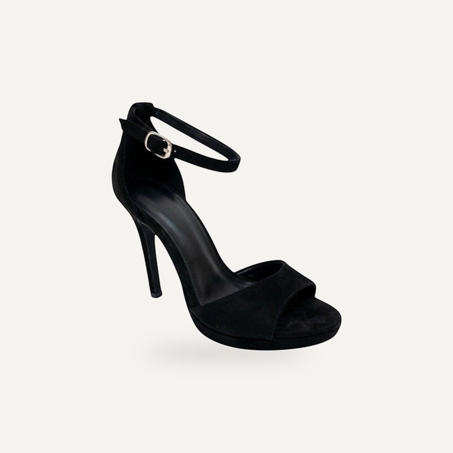 Zwarte Platform Stiletto Sandalen Dames met Enkelb – gespiegeld