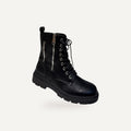 Zwarte Combat Boots Dames met Veters en Zijrits |  – gespiegeld