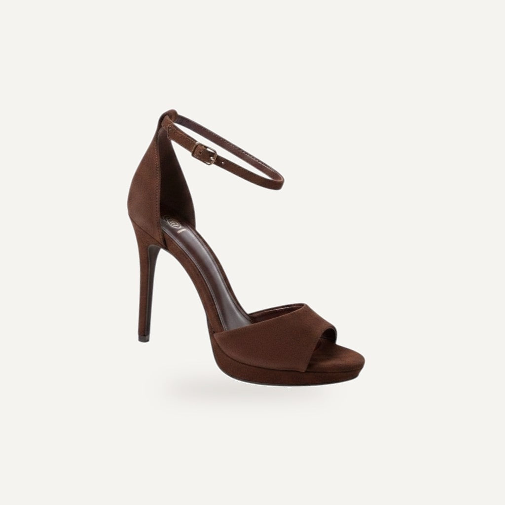 Bruine Platform Stiletto Sandalen Dames – Chocolat – gespiegeld
