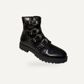 Zwarte Studded Combat Boots Dames – Gesp Straps |  – gespiegeld
