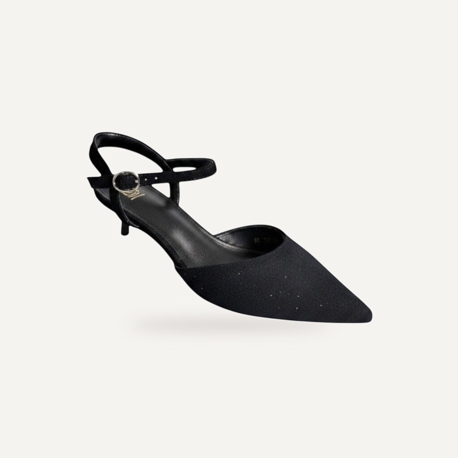 Pointed Toe Slingback Kitten Heel – gespiegeld