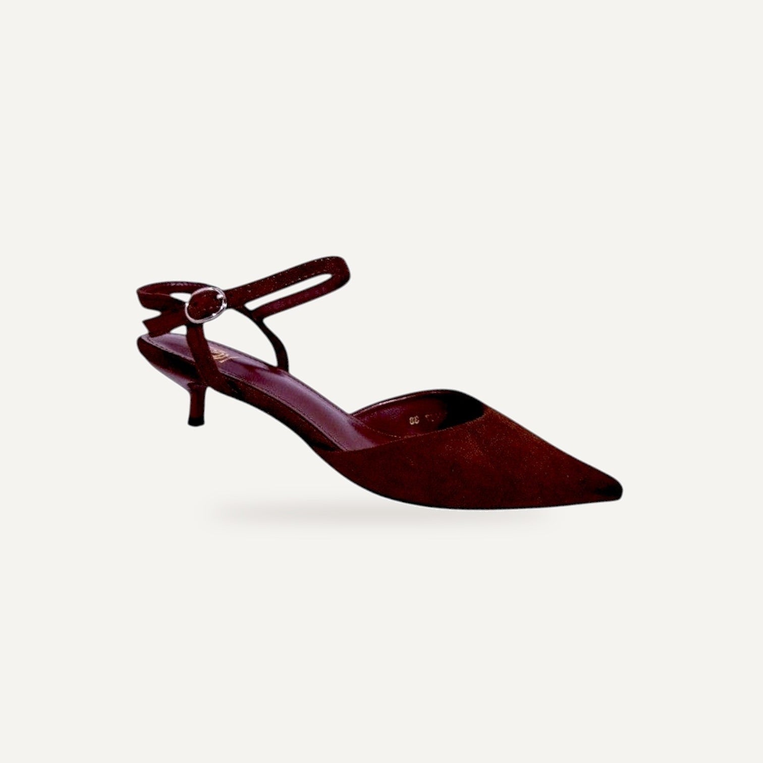 Pointed Toe Kitten Heel Slingback – gespiegeld