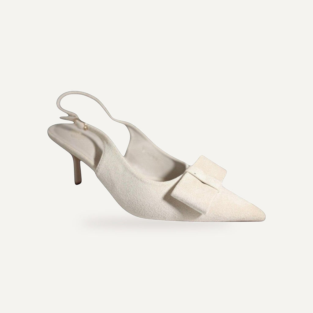 Beige Slingback Hakken Dames met Strik – Puntneus | Elegante Heels – gespiegeld