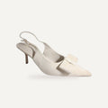 Beige Slingback Hakken Dames met Strik – Puntneus | Elegante Heels – gespiegeld