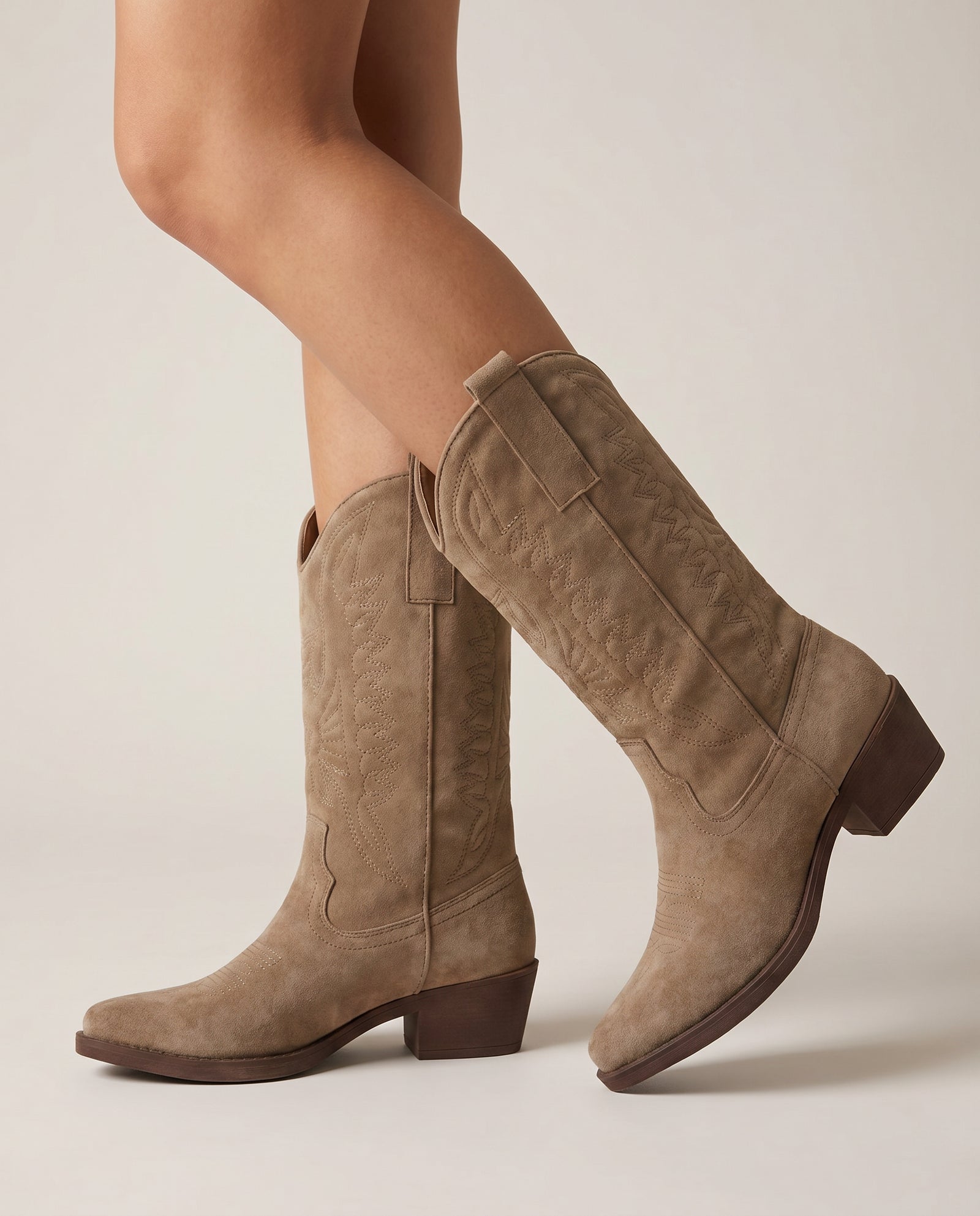 Western Festival Boots – Khaki | Lage Hak – model studio
