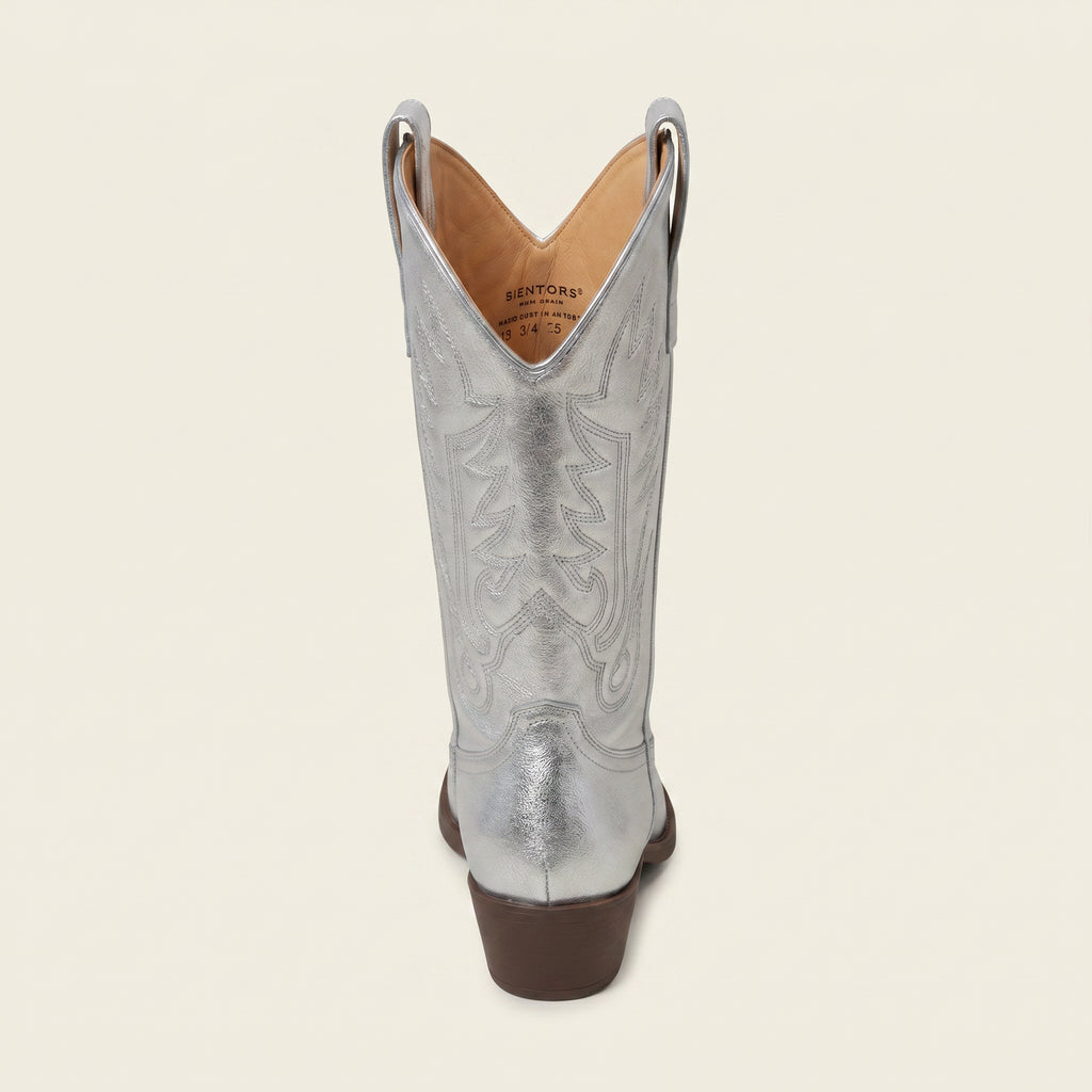 Western Festival Boots – Zilver | Lage Hak – achterkant