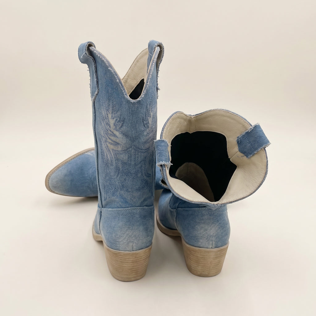 Western Festival Boots – Denim | Lage Hak – achterkant