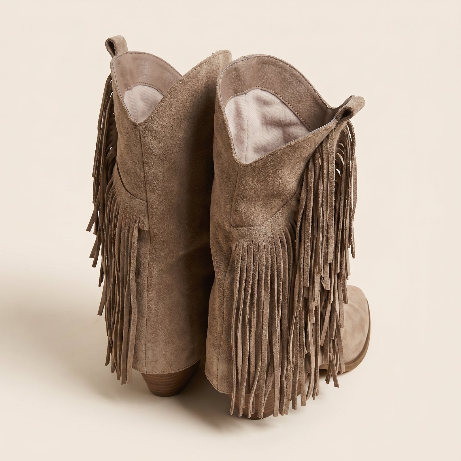 Franje Laarzen Khaki – Boho Cowboy Stijl – achterkant