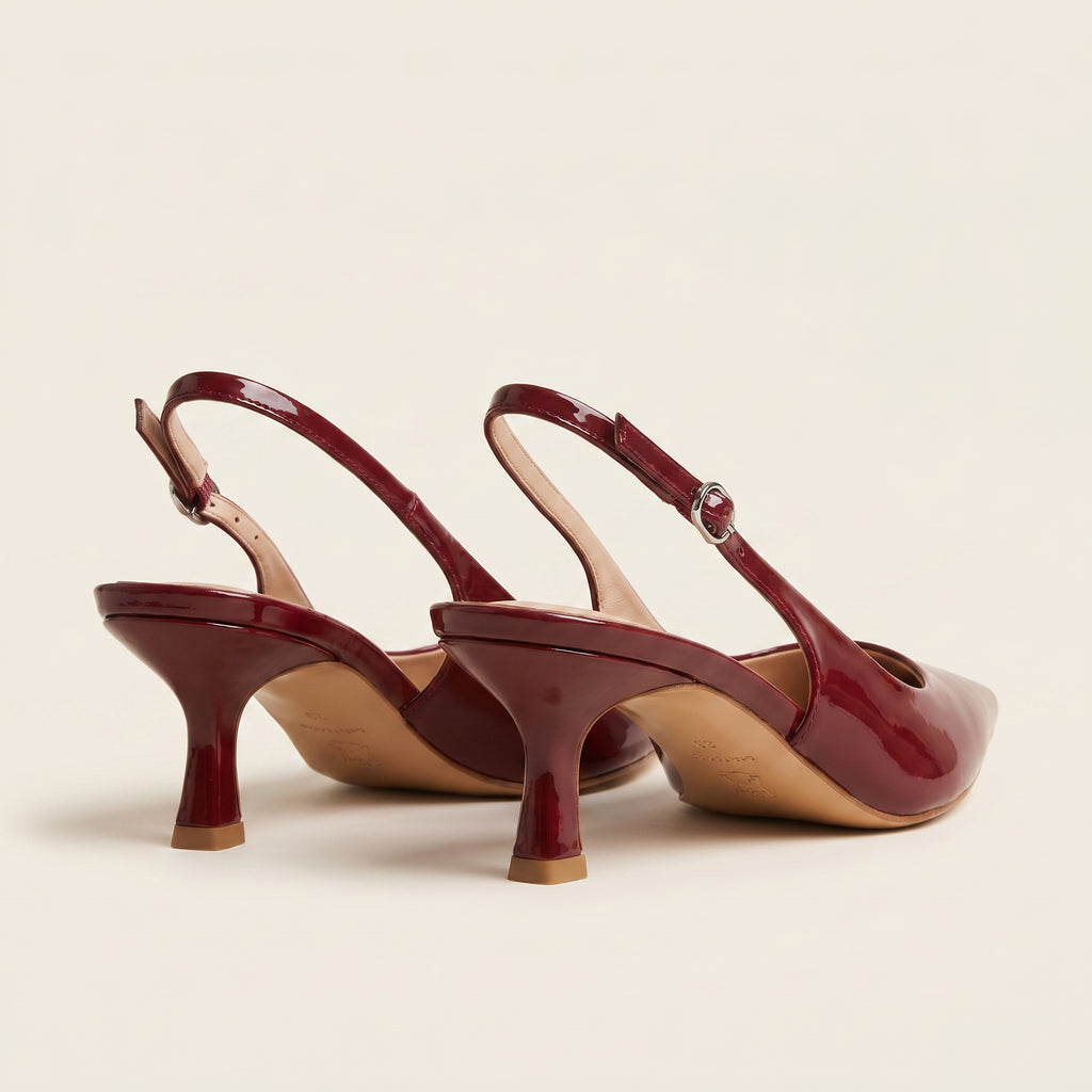 Bordeaux Lak Slingback Kitten Heel – Puntneus | El – achterkant