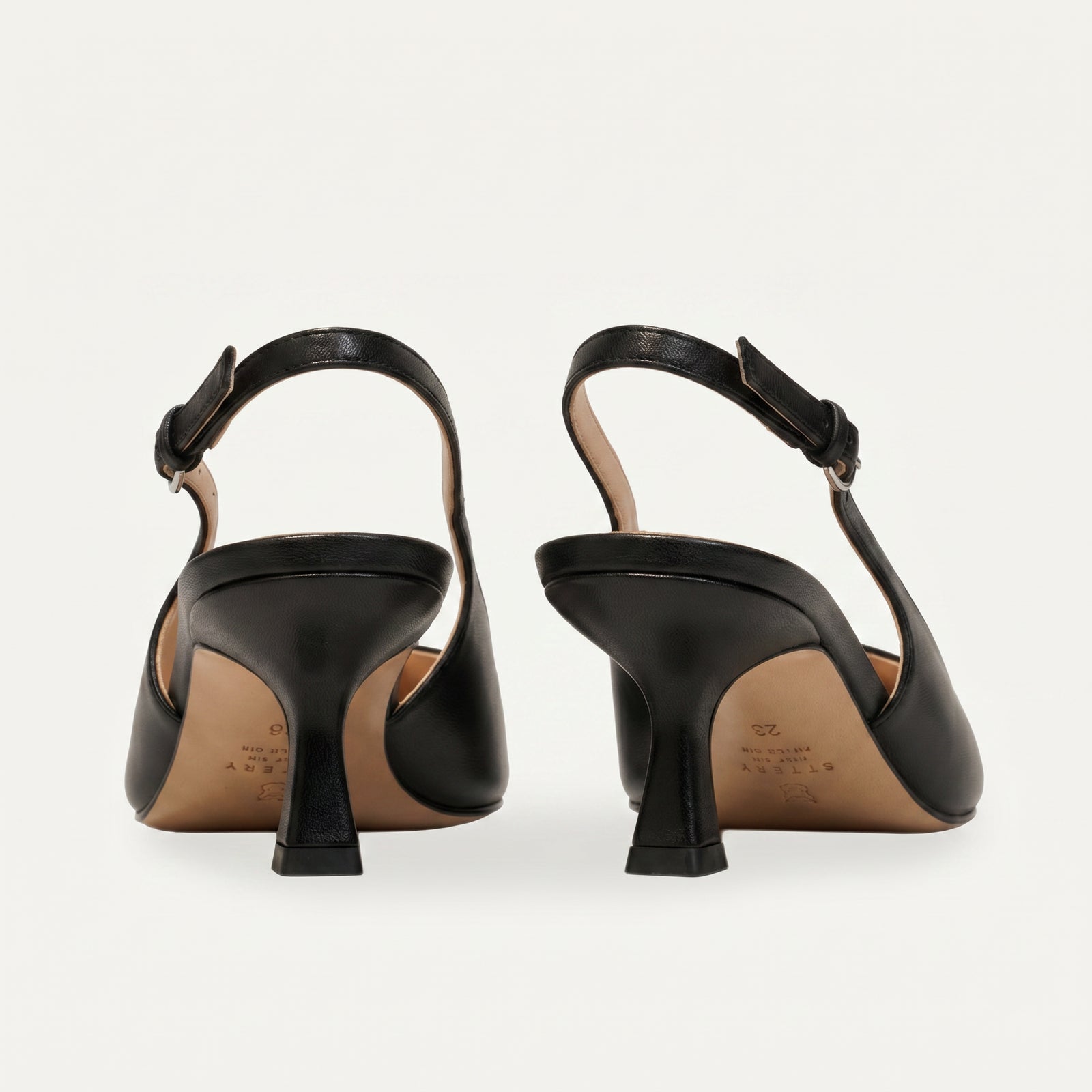 Zwarte Matte Slingback Kitten Heel – Puntneus | Da – achterkant