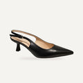 Zwarte Matte Slingback Kitten Heel – Puntneus | Da – gespiegeld
