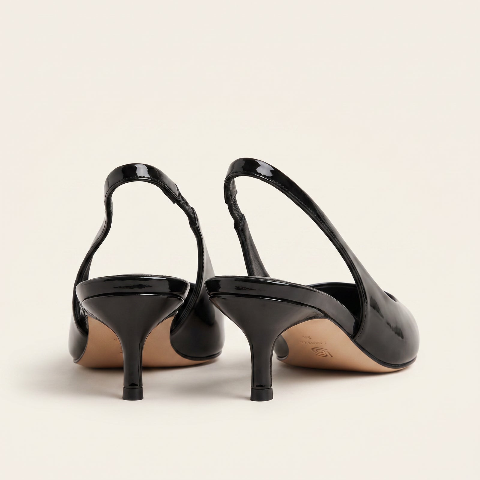Zwarte Lak Kitten Heel Slingback – Hoge Hak | Eleg – achterkant