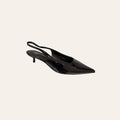 Zwarte Lak Kitten Heel Slingback – Hoge Hak | Eleg – gespiegeld
